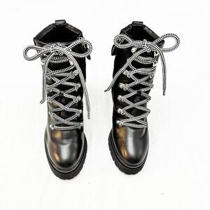 Rebecca Minkoff Lace Up Black Motorcycle Biker Boot Size 6 NWOB